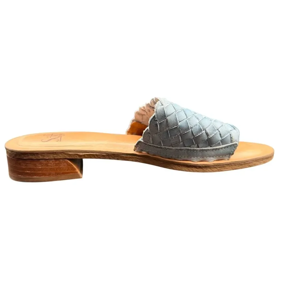 Söfft Woven Leather Slide Sandals Blue Women’s 8.5 EU 40 Low Heel